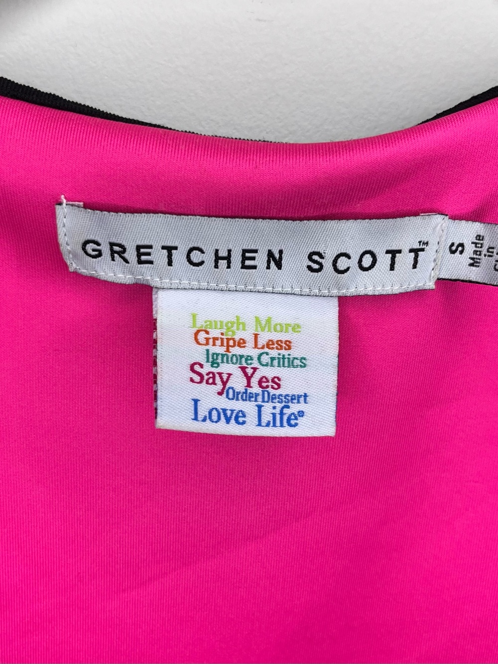 Gretchen Scott Ruffle Neck Black Shift Dress Pink Contrast Small Preppy Office - Picture 6 of 8